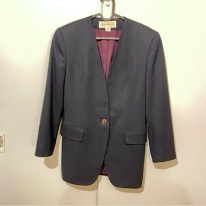 Vintage Jones New York Fine Wool Black and Burgundy Minimalist Blazer